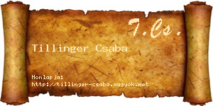 Tillinger Csaba névjegykártya